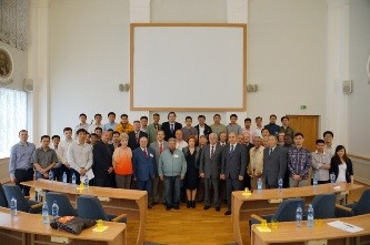 Participants of MPEI foreign alumni meeting in 2013 with MPEI and Rector and MPEI Administration