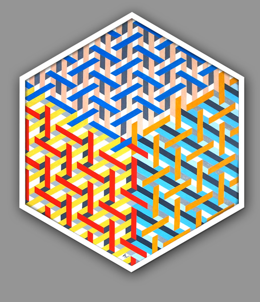 Гексагональный структурный куб, 2010. Холст, акрил.jpg